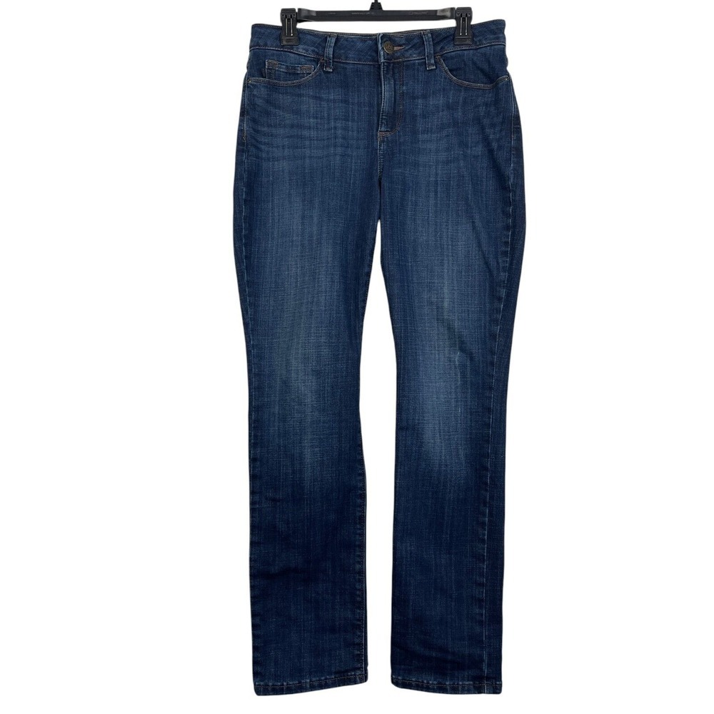 Lee Secretly Shapes Straight Leg Jeans Womens 10 Dark Wash Mid Rise Studded Blue
